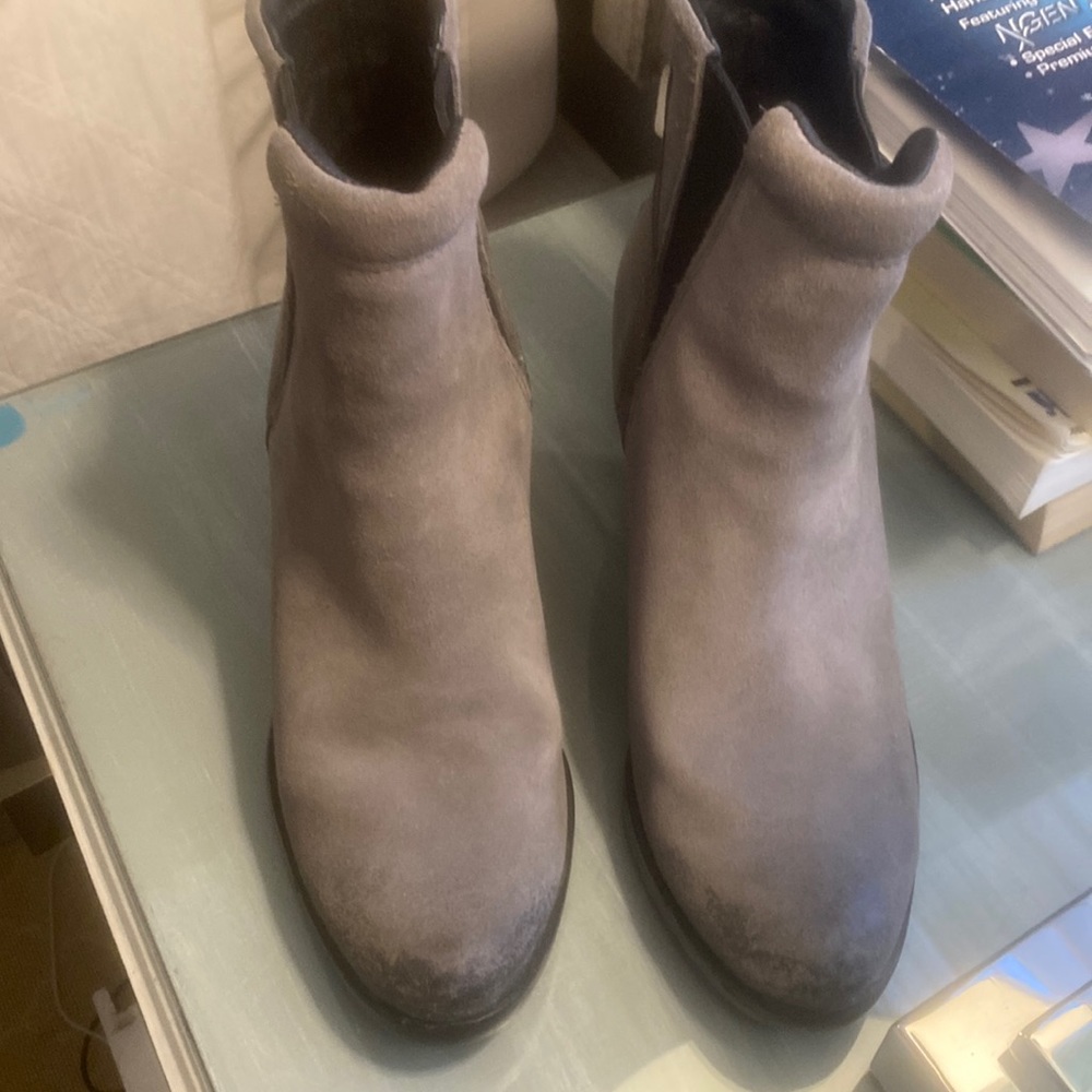 Sorel, weathered gray, wedge, waterproof bootie, like new 7.5